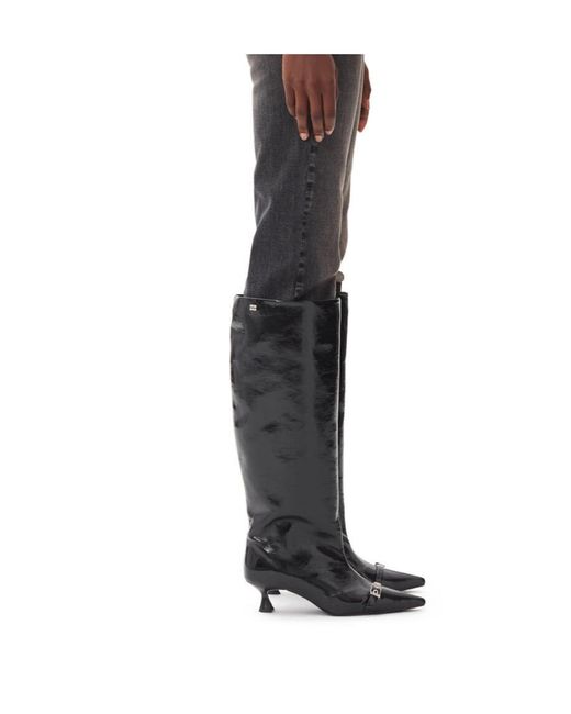 Ganni Black Eyelets Slouchy High Shaft Boots