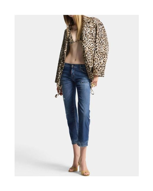 DSquared² Multicolor Animal Print Single-Breasted Jacket