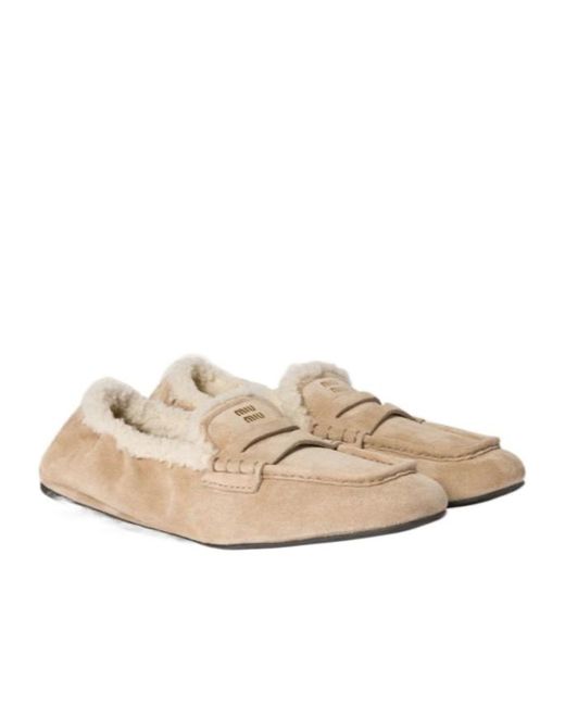Miu Miu Pink Ruches Suede Loafers