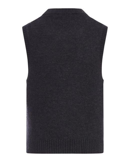 Ganni Black Logo Printed Sleeveless Jumper