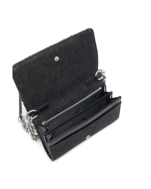 DIESEL Gray Charm-D Embellished Strap Denim Wallet