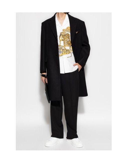 Versace Black Single-Breasted Coat for men