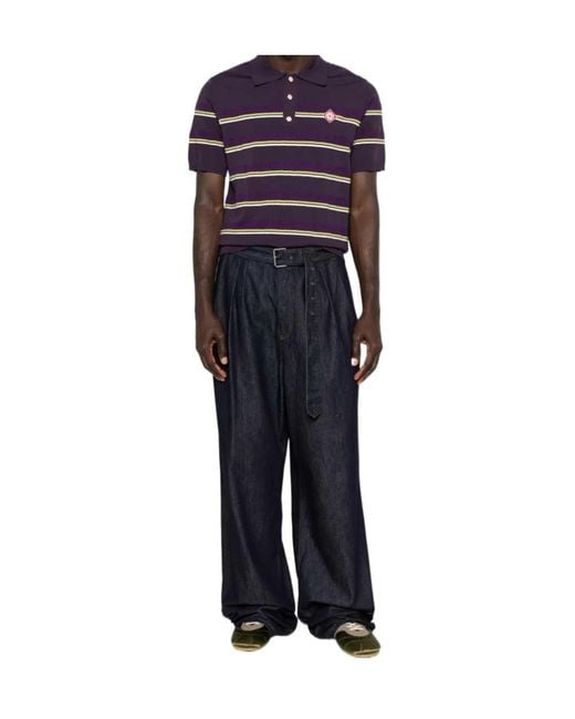 Casablanca Blue Striped Polo Shirt