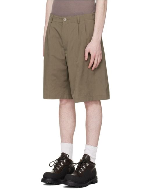 Our Legacy Green Pleated Tailored Shorts for men