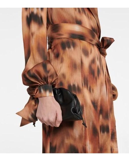 Galvan Brown Cabana Leopard-Print Wrap Dress