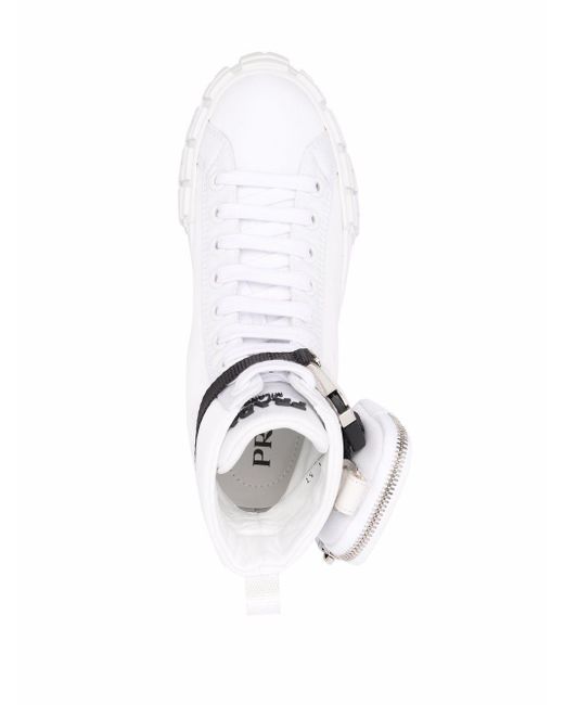 Prada White Re-Nylon Pouch Detail High-Top Sneakers