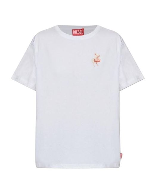 DIESEL White T-Normy-S16 Graphic Printed T-Shirt