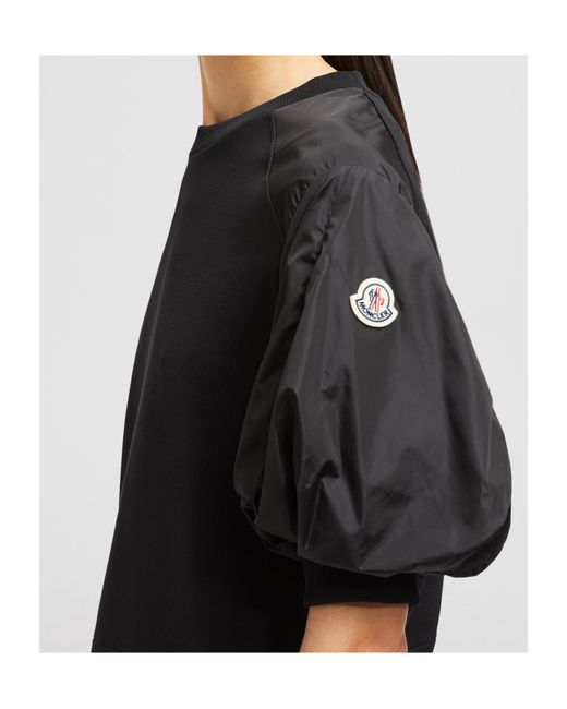 Moncler Black Puff Sleeve Cotton T-Shirt