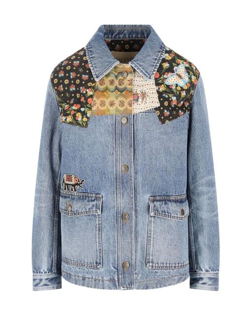 Valentino Blue Patch Detailed Button-Up Denim Jacket