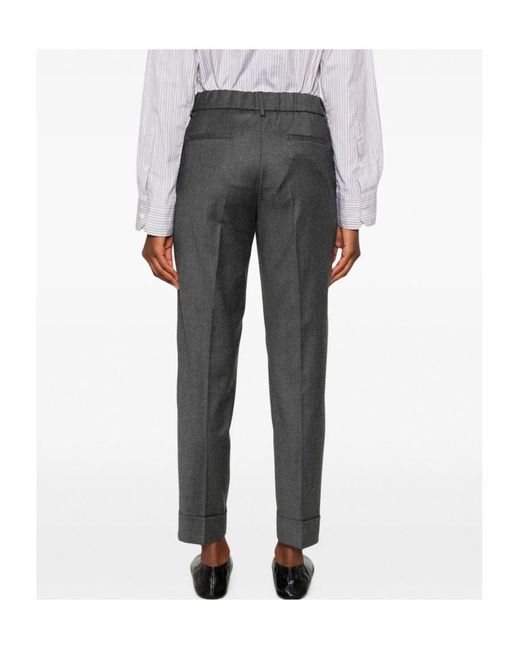 Berwich Gray Alice Pressed-Crease Turn-Up Trousers