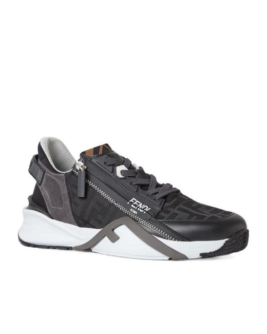 Fendi Gray Flow Low-Top Sneakers for men
