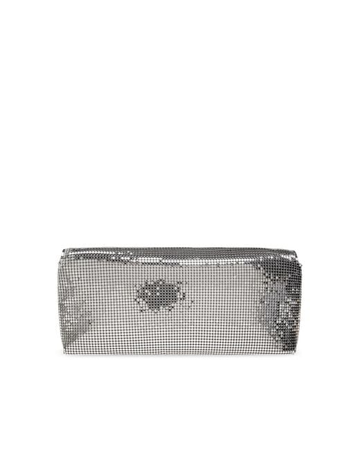 Versace Gray Embellished Chain-Linked Clutch Bag