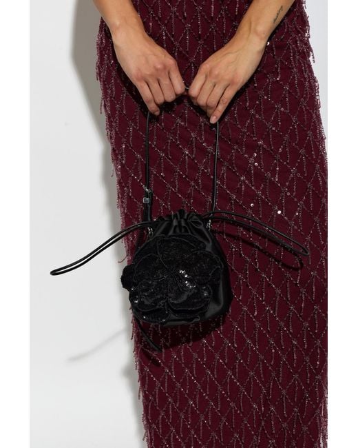 ROTATE BIRGER CHRISTENSEN Black Drawstring Shoulder Bag