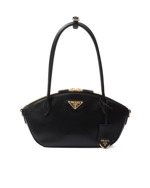 Prada Black Logo Plaque Tote Bag