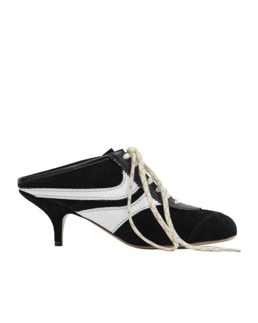 Dries Van Noten Black Mules 65 Aus Schwarzem Und Weißem Wildleder Und Leder