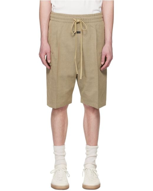 Fear Of God Natural Logo-Patch Drawstring Cargo Shorts for men