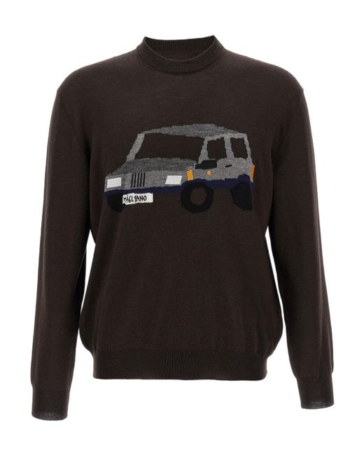 Magliano Black Patterned Jacquard Sweater for men