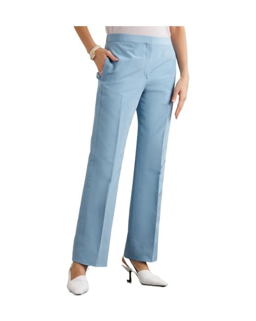Brioni Blue Silk And Cotton-Blend Straight-Leg Pants