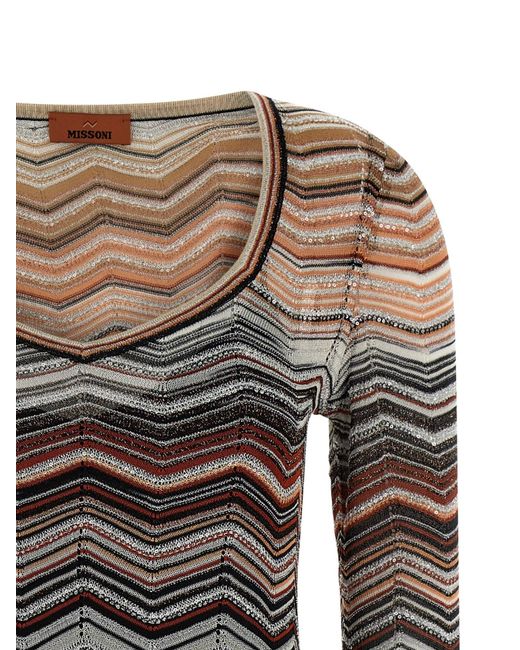 Missoni Gray Chevron Sequin Mini Knitted Dress