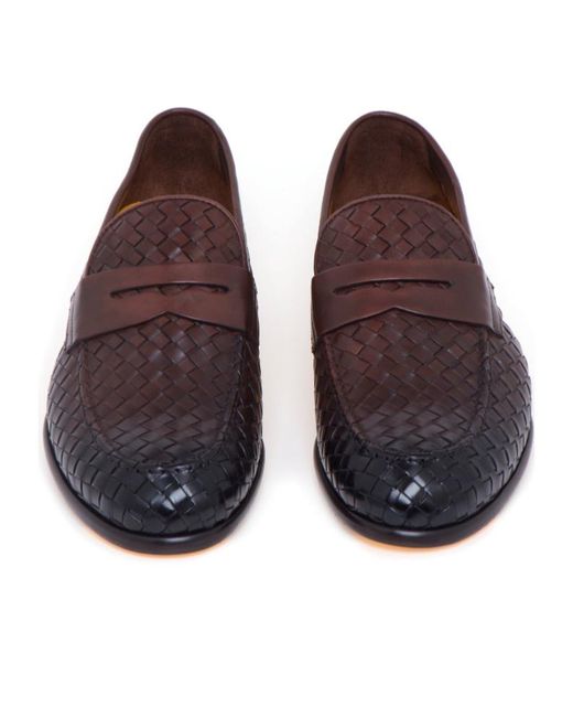 Doucal's Brown Woven Penny Loafers for men