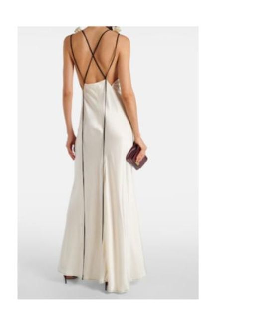 Victoria Beckham White Gathered Open-Back Crepe Satin Gown