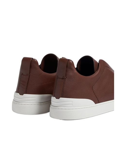 Zegna Brown Triple Stitch Secondskin Sneakers for men