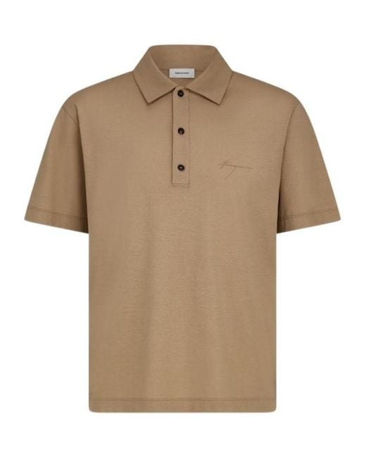 Ferragamo Natural Ferragamo Short-Sleeved Crewneck Polo Shirt for men