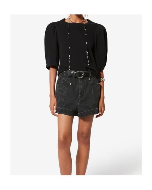 Isabel Marant Black Isabel Marant Puffed Sleeve T-Shirt