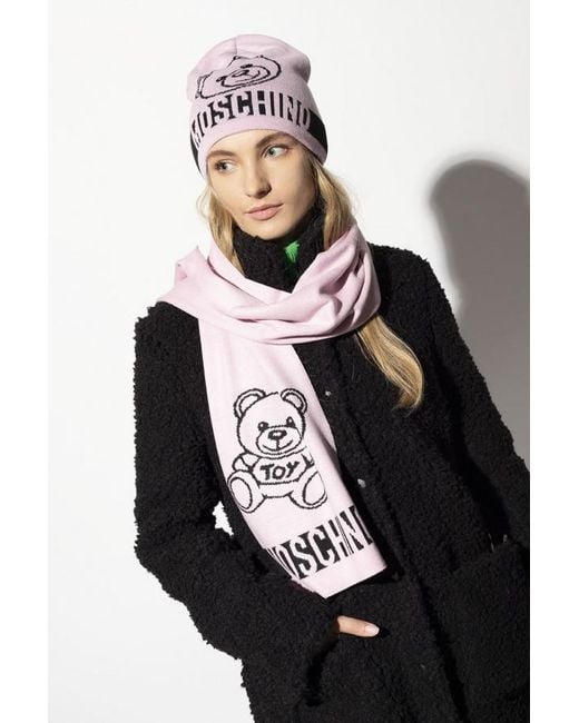 Moschino Pink Logo Scarf