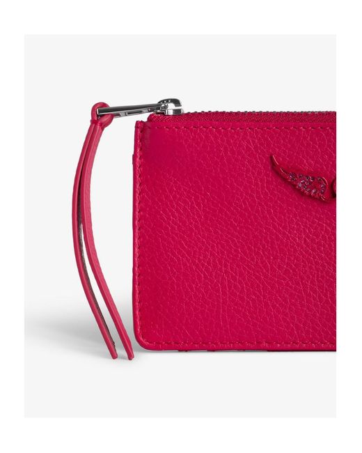 Zadig & Voltaire Pink Logo Plaque Zipped Card Case