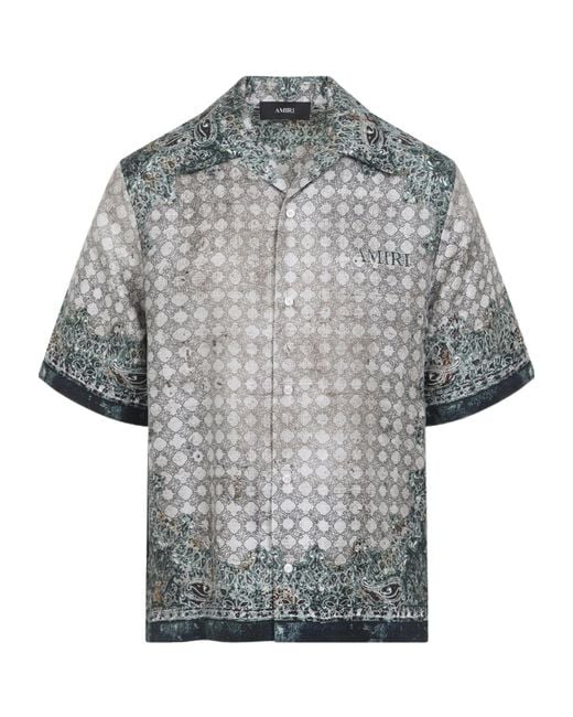 Amiri Gray Bandana Print Short Sleeve Shirt for men
