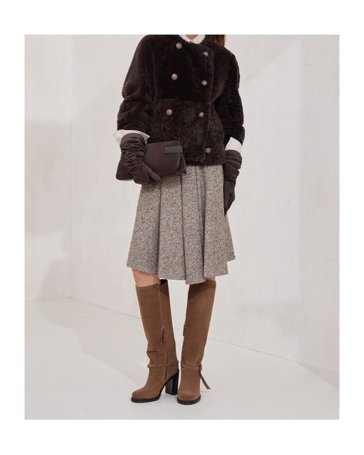 Brunello Cucinelli Brown Double-Breasted Long Sleeved Jacket