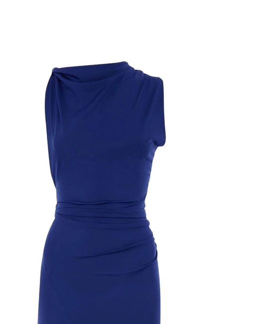Victoria Beckham Blue Long Draped Dress