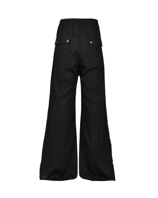 Rick Owens Black Wide Leg Drawstring Pants for men