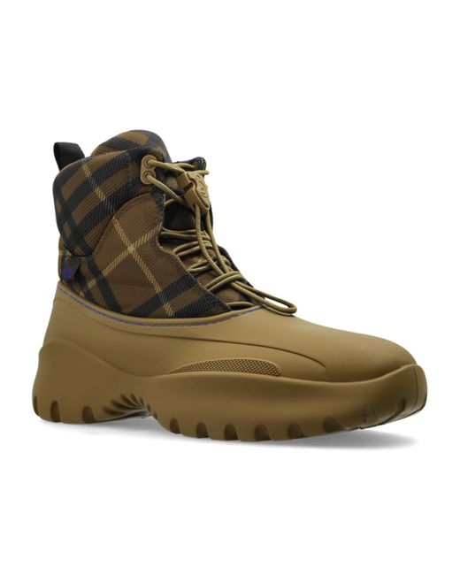 Burberry Green Checked Ankle Boots for men