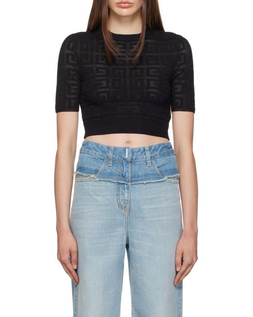 Givenchy Black Logo Detailed Cropped T-Shirt