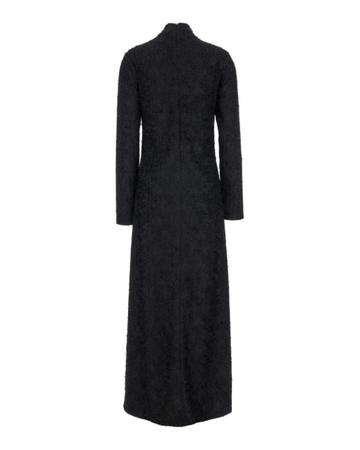 Rohe Black Turtleneck Dress With Fabric Fringes