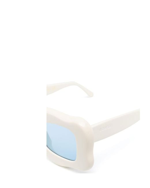 Bonsai White Oversized Curved-Frame Sunglasses for men