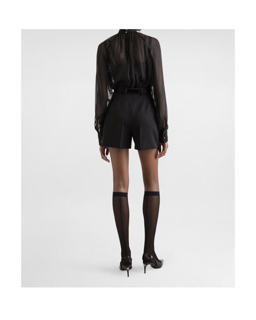 Dolce & Gabbana Black Flower Detailed Chiffon Blouse