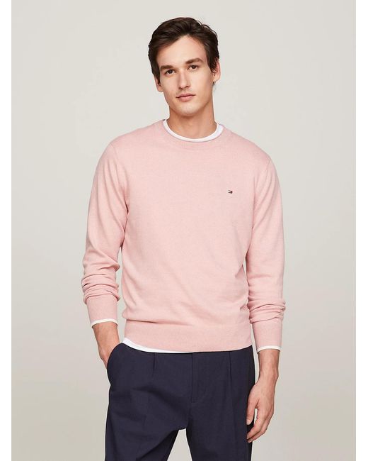 Tommy Hilfiger Pink Logo-Embroidered T-Shirt for men