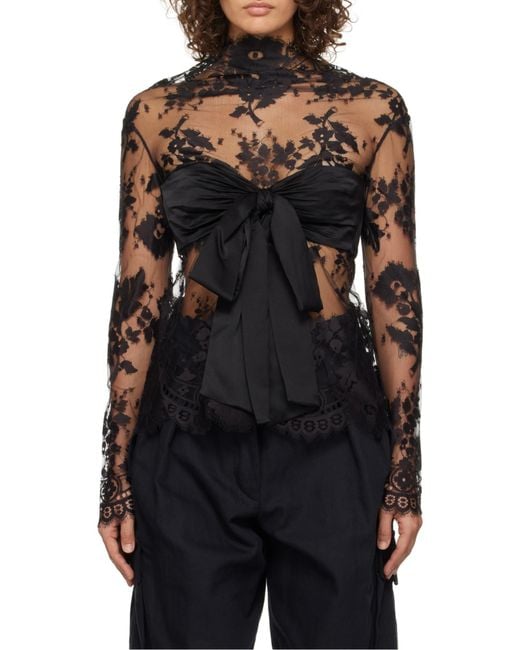 Zimmermann Black Illustration Lace Bow Bodice