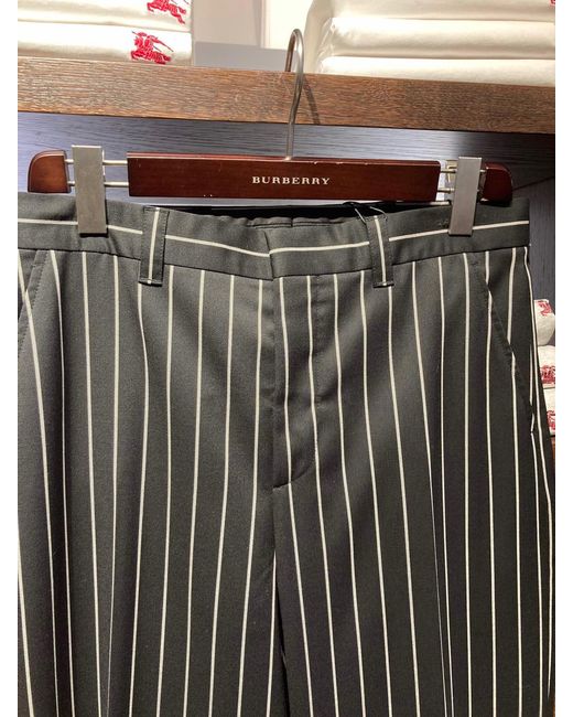 Burberry Black Pinstripe Twill Casual Trousers for men