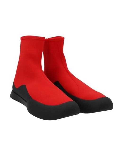 The Row Red Zip-Up Ankle Boots