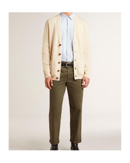 Golden Goose Deluxe Brand Natural Logo Lettering Buttoned Cardigan for men