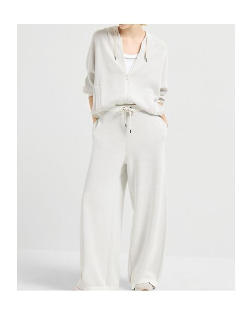 Brunello Cucinelli White Zip-Up Hoodie