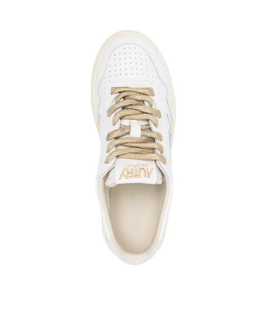 Autry White Medalist Lace-Up Sneakers