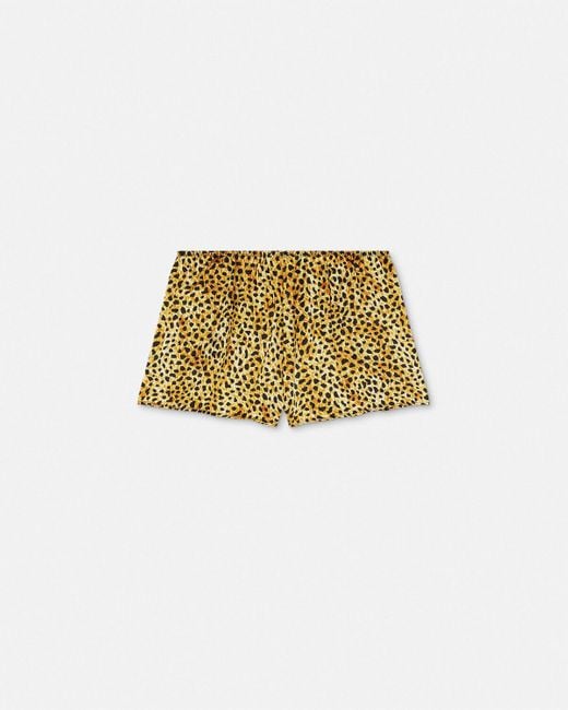 Versace Metallic Leopard-Print Silk Shorts