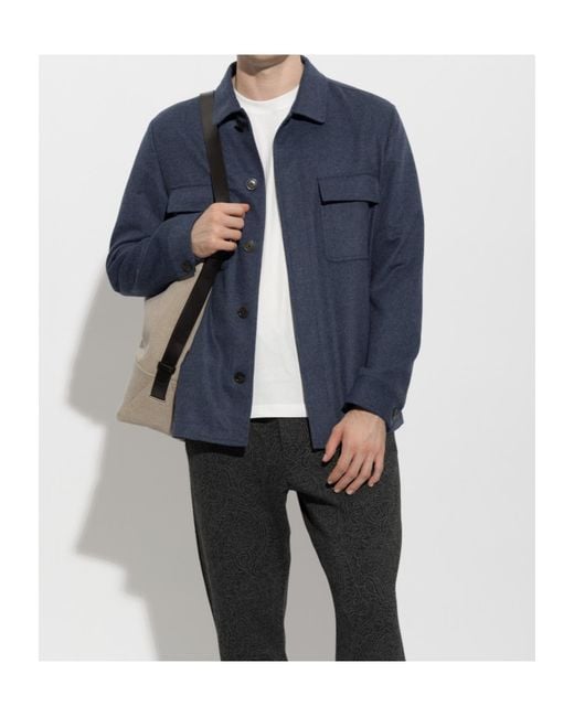 Etro Blue Collared Long-Sleeved Casual Jacket for men