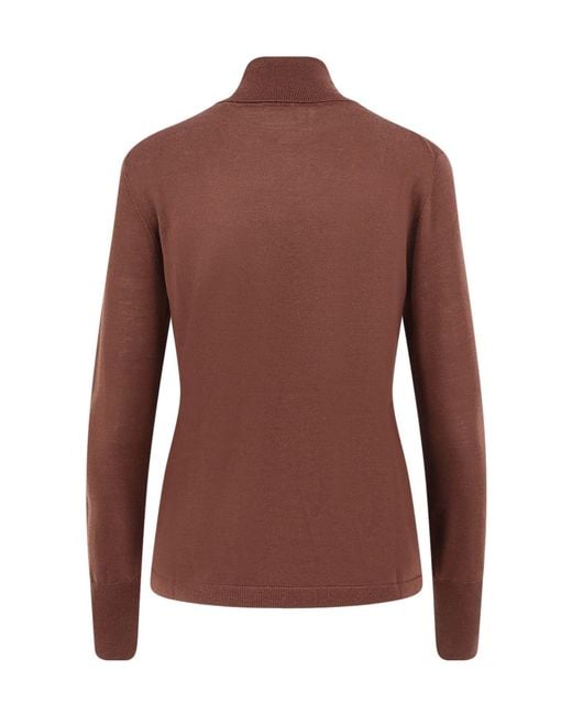 Aspesi Brown Fine Knit Turtleneck Sweater