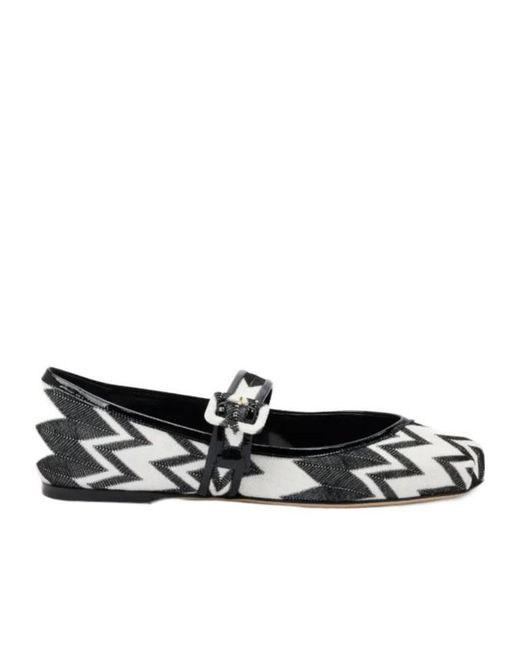 Missoni Black Zigzag-Pattern Ballerinas